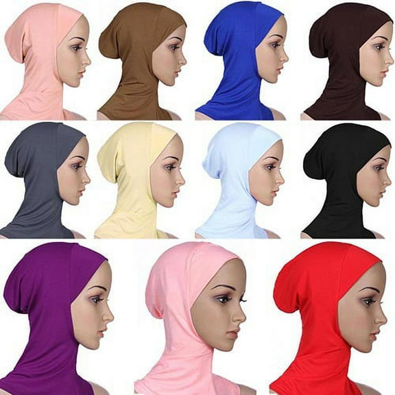 Womens Muslim Hijab Cap Solid Color Modal Islamic Neck Cover Under Scarf Head Wear Cap
