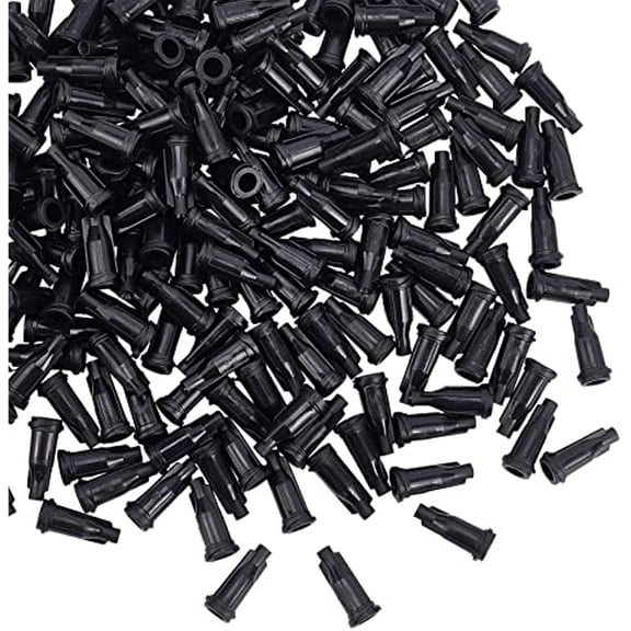 200PCS Luer Lock Syringe Tip Caps Dispensing Needle Tip Cap for Crafting and Industrial Work with Storage Box - Black