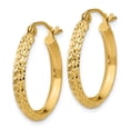 thumbnail image 3 of Real 14kt Yellow Gold Knife Edge Diamond-cut 2.5x20mm Hollow Hoop Earrings; for Adults and Teens; for Women and Men, 3 of 4