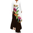 thumbnail image 2 of Robes Midi pour Femmes Aguichant Robe Longue Imprimée Numérique Col en V avec Poches Robe à Manches Longues Robe Maxi à Manches Longues pour Femmes en Liquidation, 2 of 5