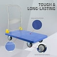 thumbnail image 5 of 1 pc Platform Truck with 1320lb Weight Capacity and 360 Degree Swivel Wheels, Foldable Push Hand Cart for Loading and Storage, Blue, 5 of 13