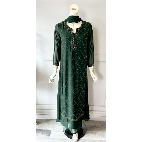 Green georgette gown