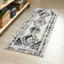 Unique Loom Tagine Collection Area Rug - Soraya (2' x 6' Runner Black and White/Gray)