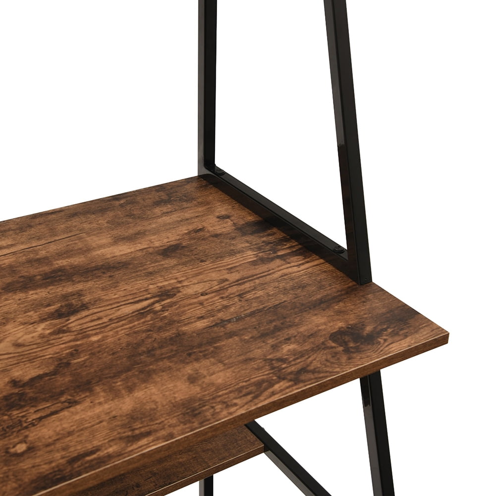 Kepooman Multi-Layer Computer Desk with Storage Rack, Studying Writing Table for Home Office, Vintage Burnt Wood Grain Kepooman Multi-Layer Computer Desk with Storage Rack, Studying Writing Table for Home Office, Vintage Burnt Wood Grain