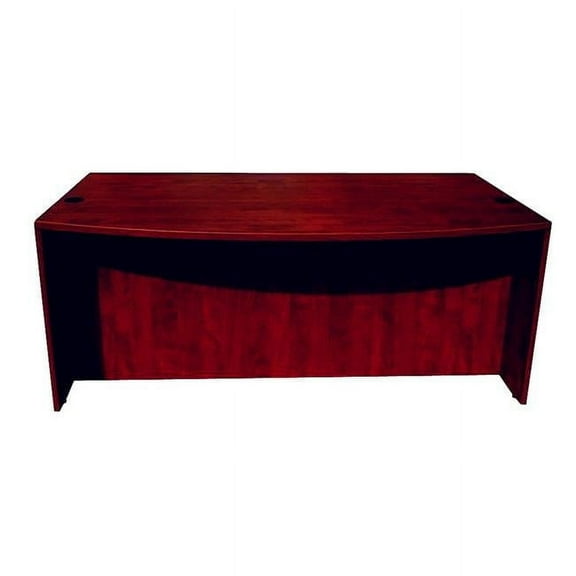 Boss Office Products Bow Front Desk Shell, Mahogany 71"W*36/41"D*29.5"H