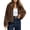 Brown, variant on Faux Fur Jacket Women Fluffy Winter Cropped Coats Zip Up Fuzzy Jackets Long Sleeve Furry Coat Fall Clothes