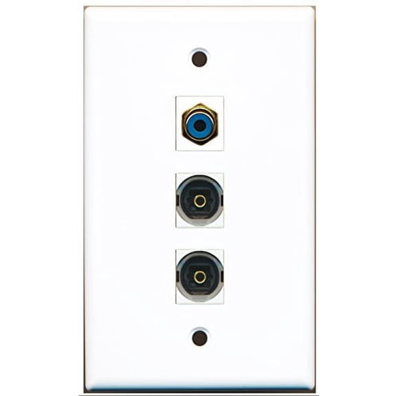 RiteAV - 1 Port RCA Blue 2 Port Toslink Wall Plate