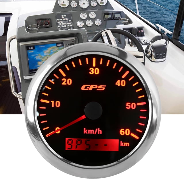 GPS Speedometer, ABS Stainless Steel Speedometer for Car GPS Speedometer Motorcycle with GPS Receiving Box for Cars Boats 9-32V DC