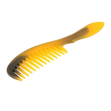 Ladies Hairstyle Plastic Wide Toothed Curly Hair Comb Yellow 8