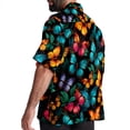 thumbnail image 3 of Flower Butterfly Men's Printed Casual Button Down Short Sleeve Beach Shirts, 3 of 6