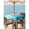 thumbnail image 3 of Outdoor Tablecloth with Umbrella Hole for Patio/Picnic/Party/Camping, Teal Blue Corals Waterproof Table Cloth Square Cover Washable, Summer Modern Coastal Ocean Sea (54"x 54"), 3 of 9