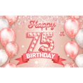 thumbnail image 3 of Fondo de cartel decorativo para fiesta de feliz 75 cumpleaños para mujer, oro rosa, verde, azul, dorado, plateado, blanco, fondo de fotografía, 3 of 5