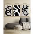 thumbnail image 2 of SHENIFY large 24x36in3pcs Natural Framed Black Abstract Wall Art Decor Duotone Minimal Dark Brush Stroke Prints Shapes Illustrations Modern Art Decorative Ready To Hang, 2 of 5