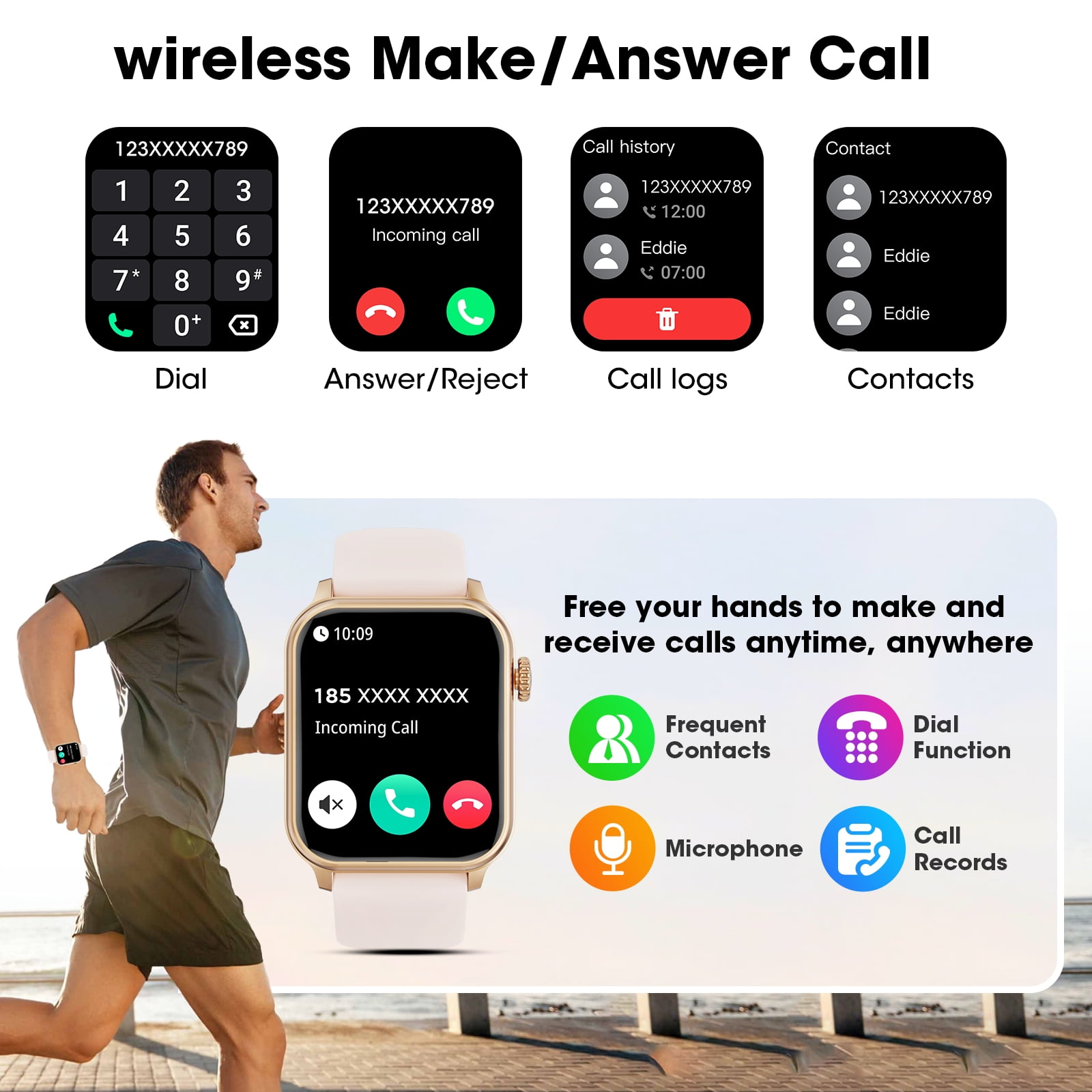 Mingdaln 46mm Extra Large Battery Smartwatch, (Answer Make Calls/Standby Time 60 Days/120+ Sport Mode)fits for Android and iPhone Devices,perfect gift (Pink)