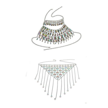

KEUSN Multi-Layer Stitching Drop Bra Body Chain Waist Chain Sexy Clothing Chain Body Jewelry Accessories for Women Girls
