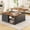 Black + Walnut, variant on 31.5 Inch Lift Top Coffee Table, Modern Fluted Center Table with Large Hidden Compartment & 4 Open Shelves, Square Wood Tea Table for Living Room, Walnut