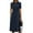 Navy, variant on Women Crew Neck Buttons Decorated Pocket Knitted Midi Dress