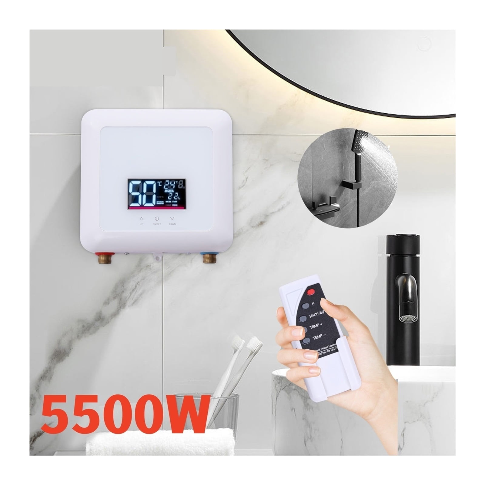 5500W Tankless Water Heater Electric Hot For Shower Bathroom Kitchen Instant Water Heater Heating With Remote & Touch Control ,Energy Saving
