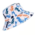 thumbnail image 5 of Girls White Dinosaur Print Sun Hat UPF 50+ Kids Kids Wide Brim Bucket Hat Adjustable Chin Strap,Size 50, 5 of 5