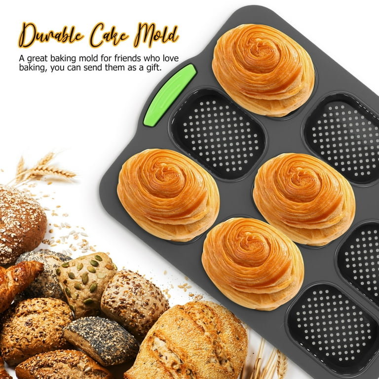 Grid Oval Mold Kitchen Cake Pan Loaf Bread Sandwich Hot Dogs Bun