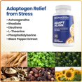 thumbnail image 3 of Adaptogen Supplement w/ Ashwagandha, L-Theanine, Rhodiola, Ginseng | Cortisol Support, Stress Relief, Focus, Mood | 60 Capsules, 3 of 5