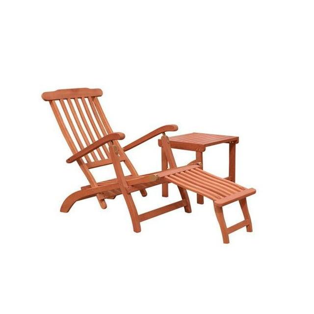 Malibu Wood Outdoor Patio 2-Piece Chaise Lounge Set - V1802SET3