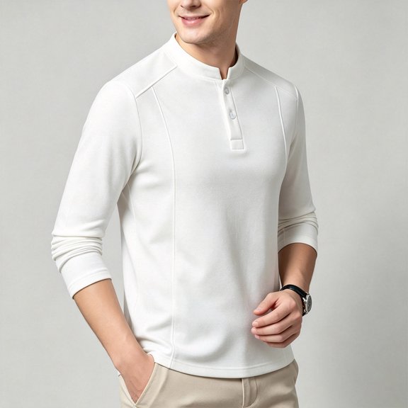 Chbgutlmr Undershirts for Men Long Sleeve Notch Neck Quarter Button T-Shirts Casual Fall Comfy Plain Shirts