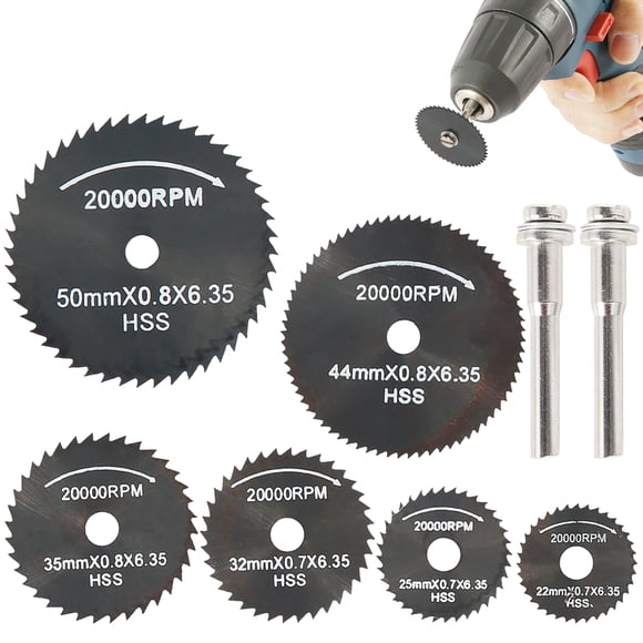 Willstar 8 Pcs Lames de Scie Circulaires - Kit d'Accessoires de Disque de Coupe Rotatif, Disques de Coupe en Métal pour Bois Plastique