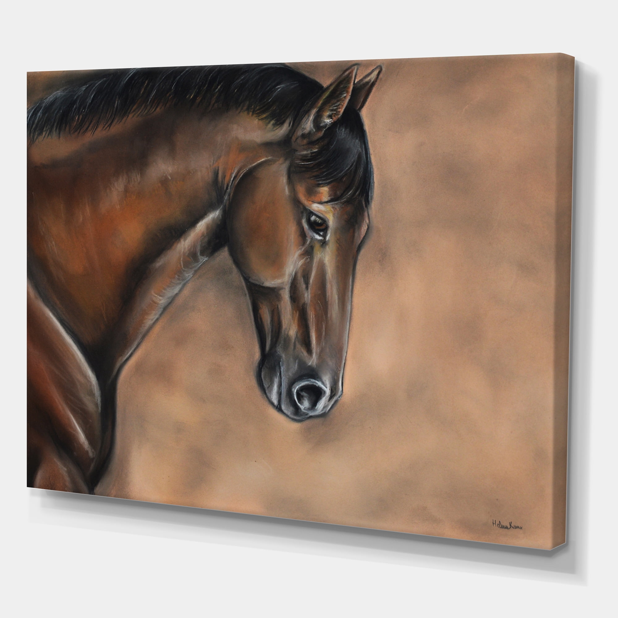 Designart ' Close Up Portrait Of A Brown Bay Horse ' Farmhouse Canvas Wall Art Print