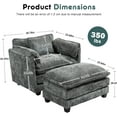 thumbnail image 4 of BISHE Oversized Boucle Accent Chair 55.32" with Portable Ottoman & Storage, Double Cushion Deep Seating for Living Room Comfy Arm Chairs, Bedroom, Dark Gray, 4 of 8
