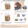 thumbnail image 6 of TAVENE 15"Wx17.7"L Tall Wicker Laundry Basket with Handles - Natural Rope Woven Storage Basket Wooden Bead Decoration, Living Room Decorative Organizer Bin for Blankets, Toys, Clothes, Shoes, Plant, 6 of 7
