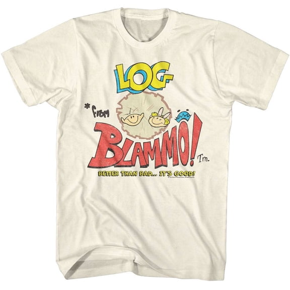 Ren and Stimpy Log from Blammo Ad Men's T Shirt (Ivory, AdultS)