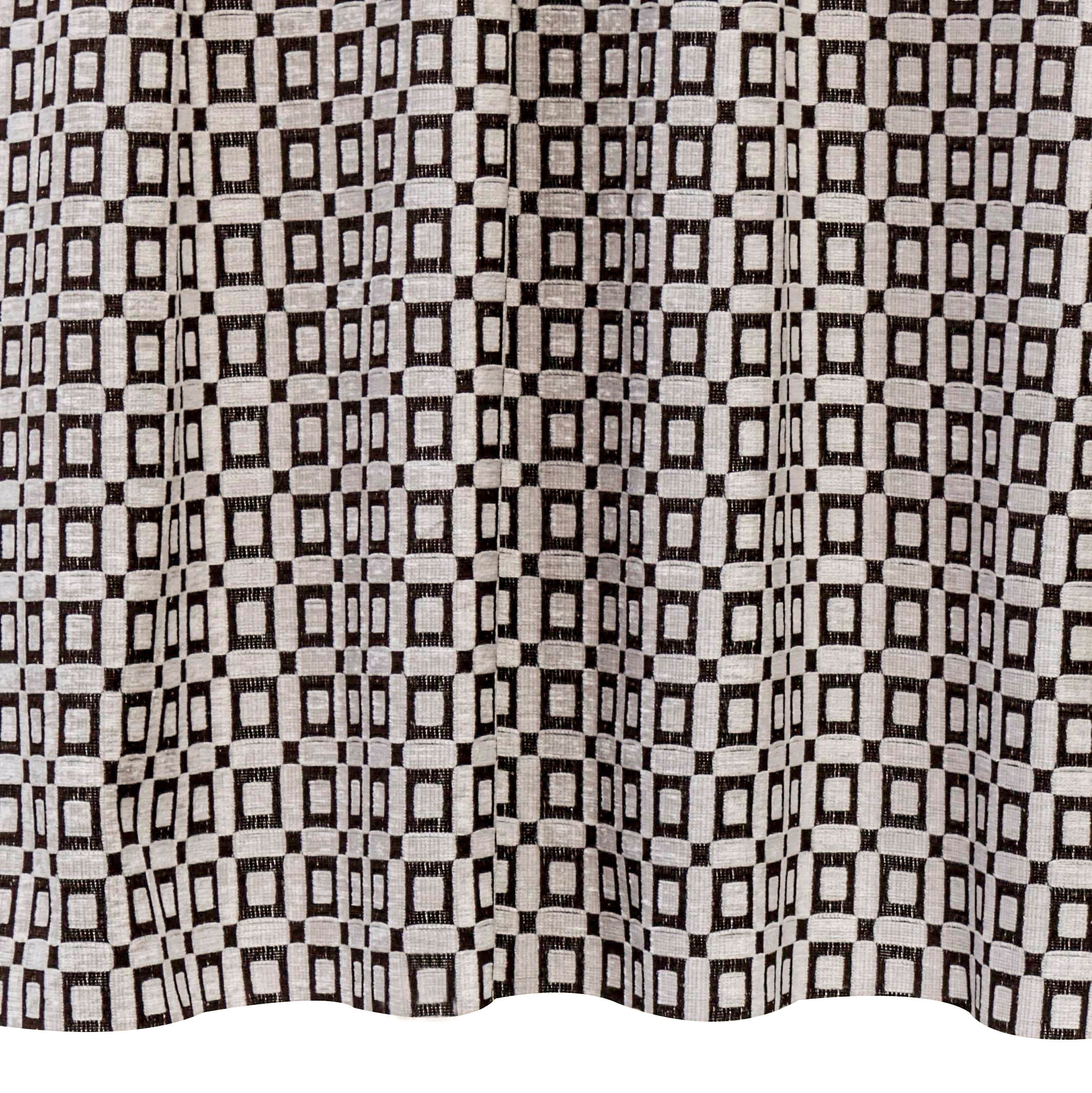 Fabric Mart Direct Cream Jacquard Velvet Fabric By The Yard, 54 inches or 137 cm width, 11 Continuous Yards Cream Jacquard Fabric, Brown Blocks Geometric, Upholstery Drapery Curtain Wholesale Fabric
