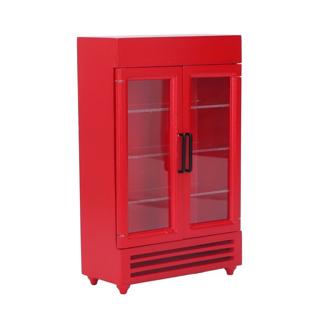 Frigorífico de madera para casa de muñecas, simulación de frigorífico para casa de muñecas, exquisito frigorífico para casa de muñecas en miniatura, simulación de frig