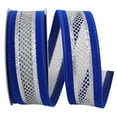thumbnail image 1 of Reliant Ribbon - 90659W-989-09F, Velvet Mesh Middle Wired Edge Ribbon, Royal/silver, 1-1/2 Inch, 10 Yards, 1 of 1