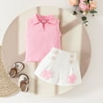 thumbnail image 2 of REDARER Summer Toddler Girls Sleeveless Ribbed Vest T Shirt Tops Floral Shorts Outfits,18-24 Months, 2 of 6