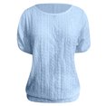 thumbnail image 5 of Lixiuxyad Stylish Women's T Shirts For Everyday Wear Casual Outings And Layering Soft Fabric Versatile Fit Wardrobe Staple Summer Tee Shirts,Blue XL, 5 of 6