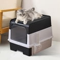 thumbnail image 4 of Cat Litter Box, Enclosed Removable Litter Boxs for Big Cats, Front Entry Top Exit Kitty Box Odor Control (Black), 4 of 12