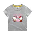 thumbnail image 3 of Camiseta de manga corta de algodón para niños de Hello Kitty, camisa de fondo para niños y niñas, ropa superior blanca de media manga de verano para bebés, 3 of 5