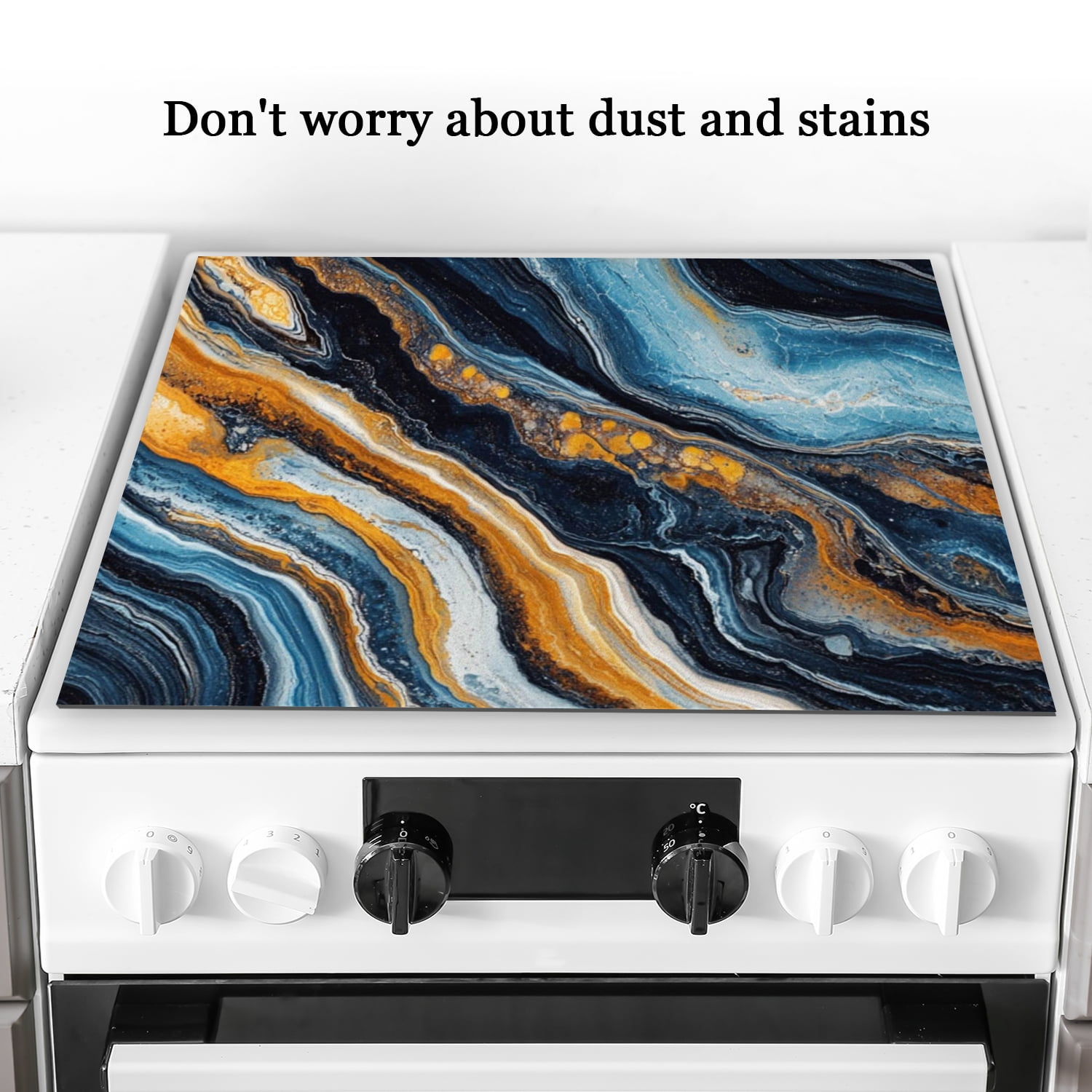 Square Stove Top Covers, Abstract Multicolored Marble Print Cover for Electric Stove Top, Foldable Washable Modern Decor Mat for Kitchen RV (28×20 Inch)