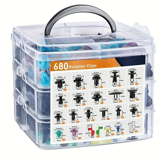 Value Pack 680pcs Auto Fastener Clips Car Body Push Retainer Pin Rivet Bumper Door Trim Panel Retainer Fastener Kit Auto Removal Tool