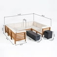 thumbnail image 4 of GDF Studio Krystin Outdoor U-Shaped Sectional Sofa Set with Fire Pit, Brown, 4 of 17