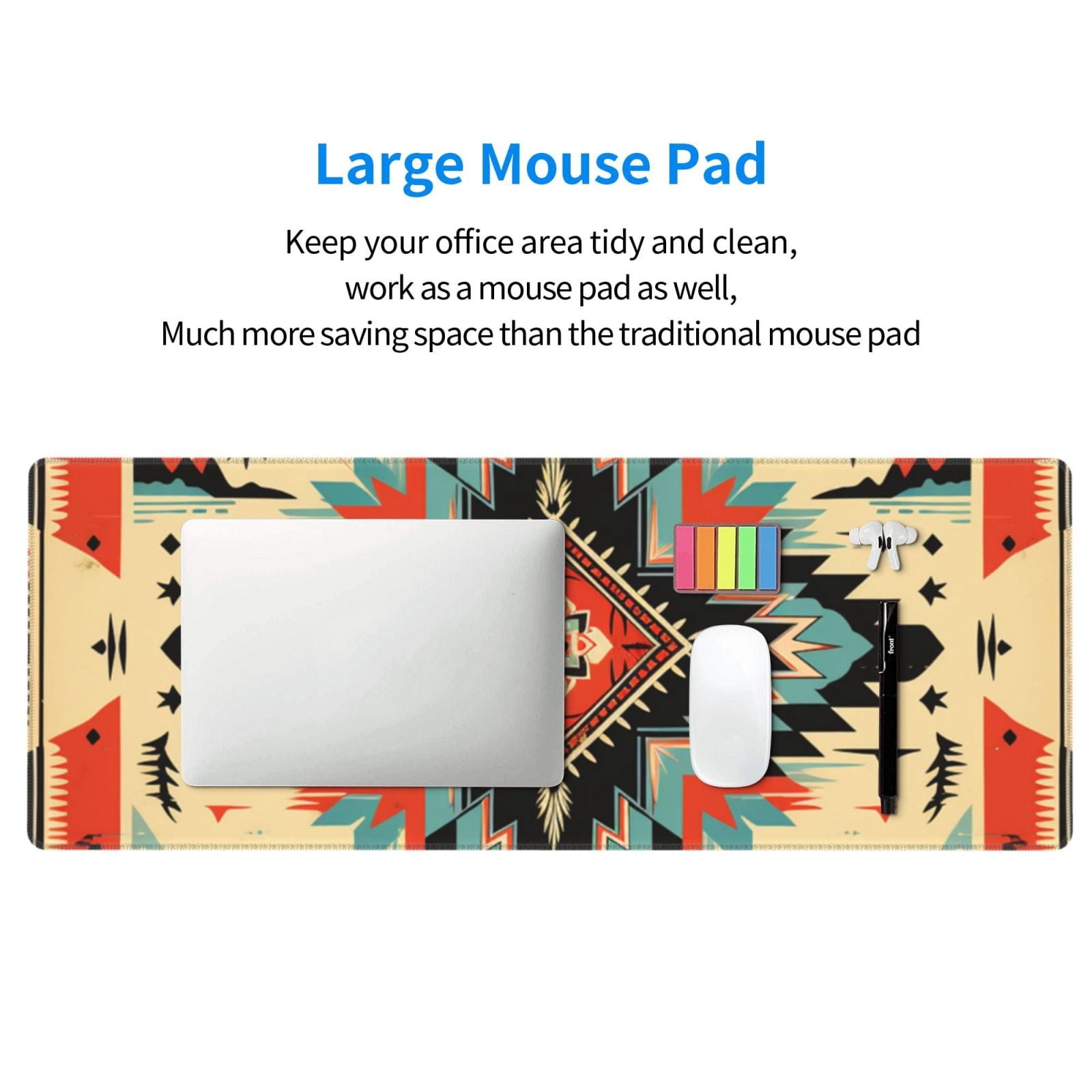 Southwest Native American Cool Vintage Mouse Pad Extended Large Gaming Mousepad Non-Slip Rubber Big Keyboard Desk Mat 31.5 X 11.8 Inch