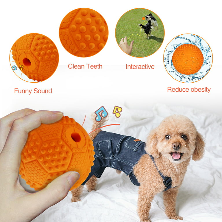 Opolski Squeaky Dog Toys Pet Ball Toy Protruding Dot Good Ductility Bright  Color Bounces Laughs Engaging Dog Chew Ball Pet Supplies 