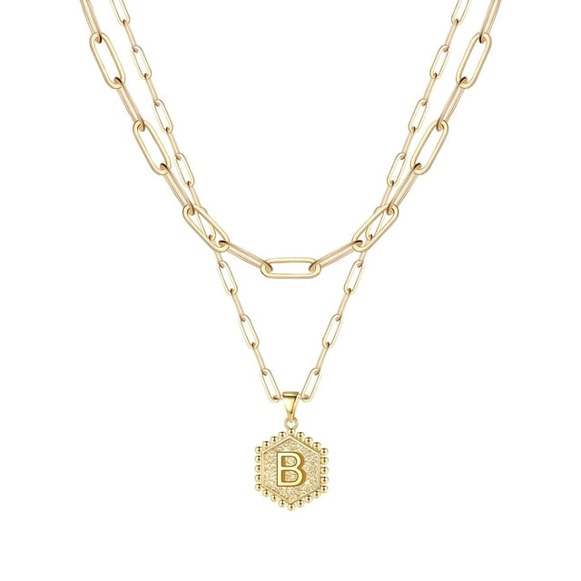 SIfdSeng Collier Hexagone Initial 26 pour Femmes Colliers pour Femmes A Z 26 Alphabet Initial Colliers Dorés pour Femmes Filles
