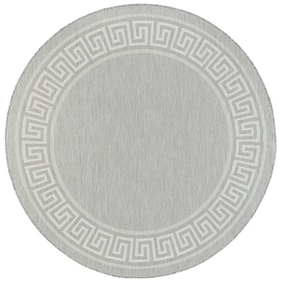 Tayse Eco Area Rug ECO1004 Transitional Gray Angled Curls 5' 3" x 5' 3" Round