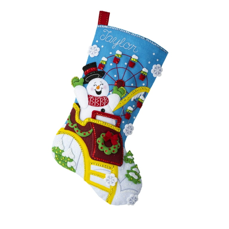 Bucilla Felt Applique 18 Christmas Stocking Kit, Jolly Pups and Santa
