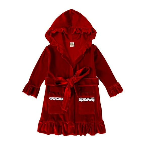 Godderr Toddler Girls Bathrobes,Robes for Kids Mid-Length Hooded Spring Autumn Baby Bathrobe Toddler Robe for Toddler 9m-9y