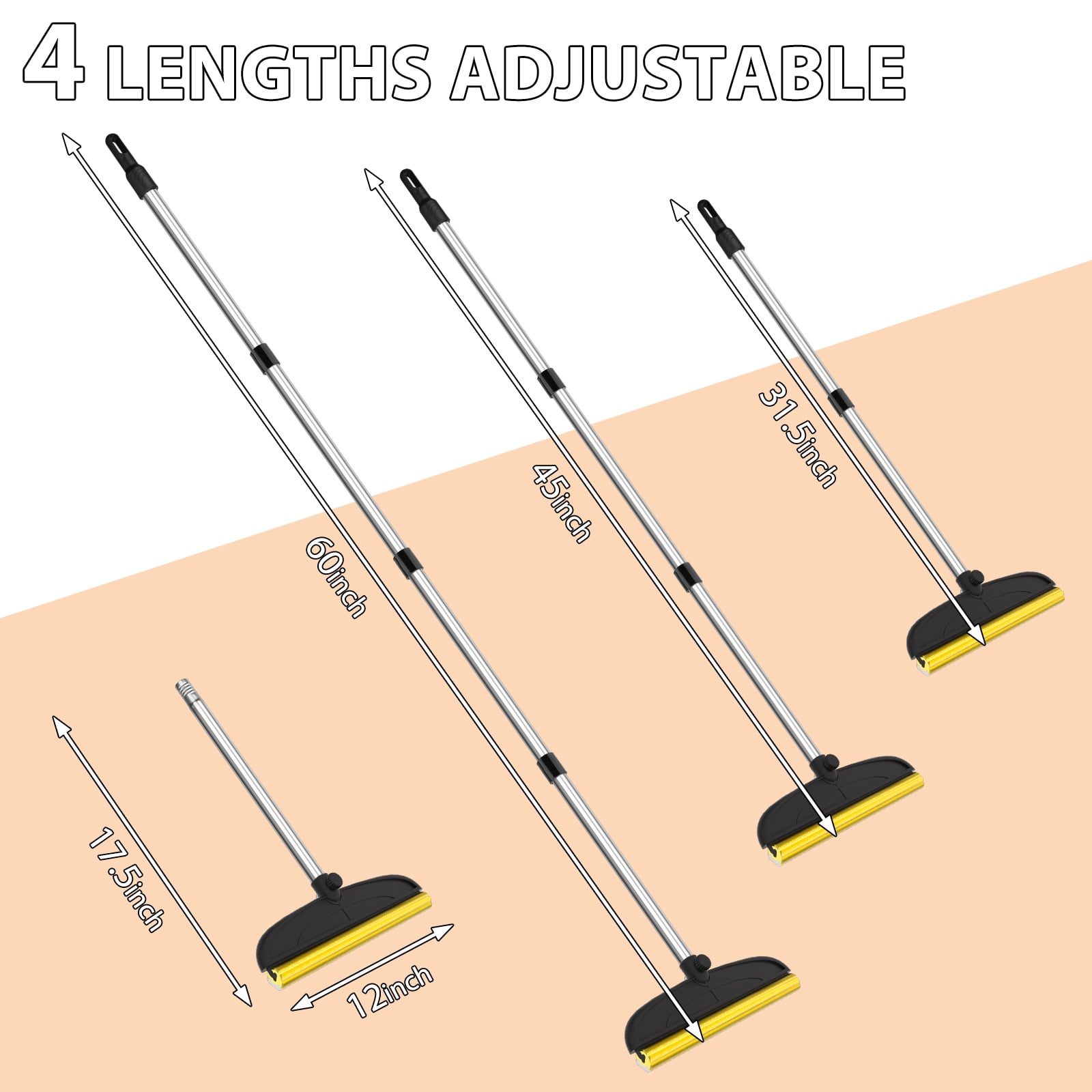 Carpet Rake for Pet Hair Removal: 60" Adjustable Long Handle Pet Hair Removel Tool, 2 in 1 TPU and Copper Pet Hair Remover Broom, Reusable Cat Dog Hair Remover Carpet Scraper
