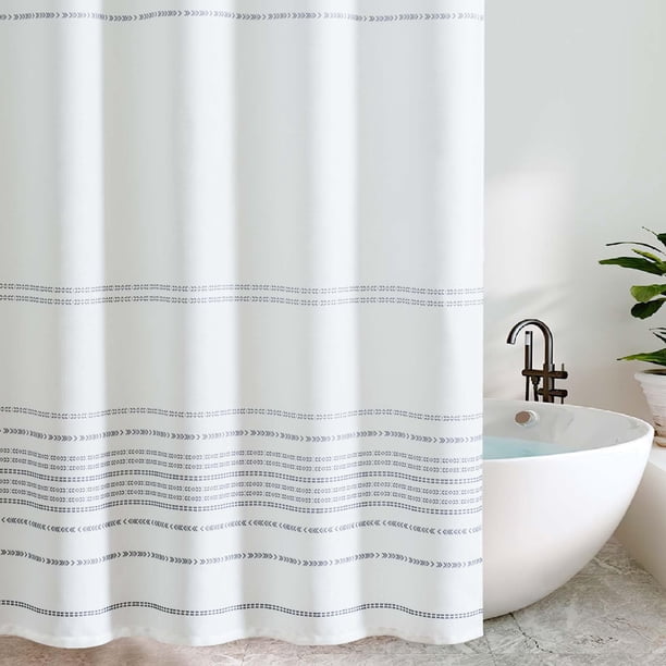 Cortina de ducha jinchan de tela gris y blanca 180x180 cm